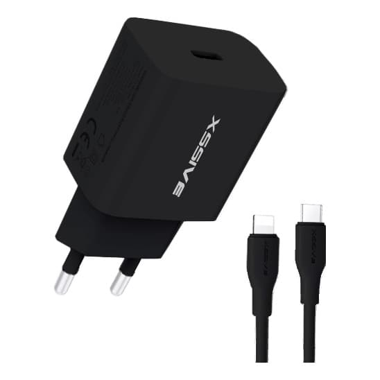 Xssive 20W PD Charger + USB-C to Lightning Cable Black